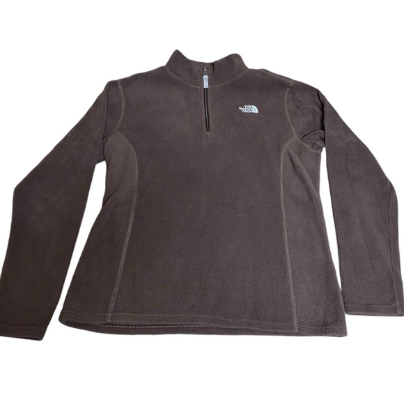 The North Face TKA 100 Fleece 1/4 Zip Pullover Sweater Brown Sz YXL - Picture 1 of 1